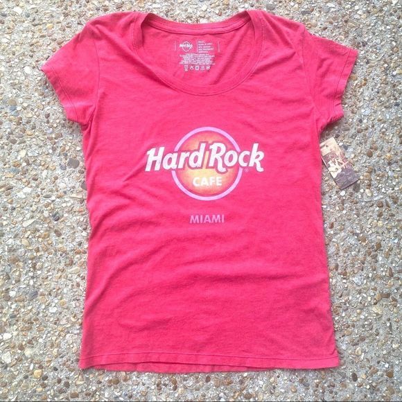 NWT Hard Rock Cafe Miami Pink Short Sleeve Shirt S - Picture 1 of 8